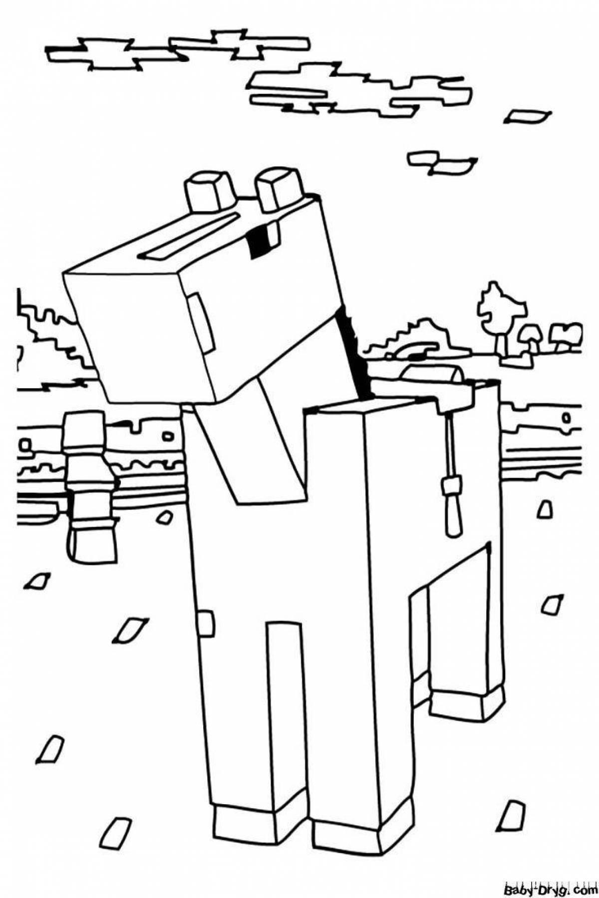 Cute minecraft cow coloring page