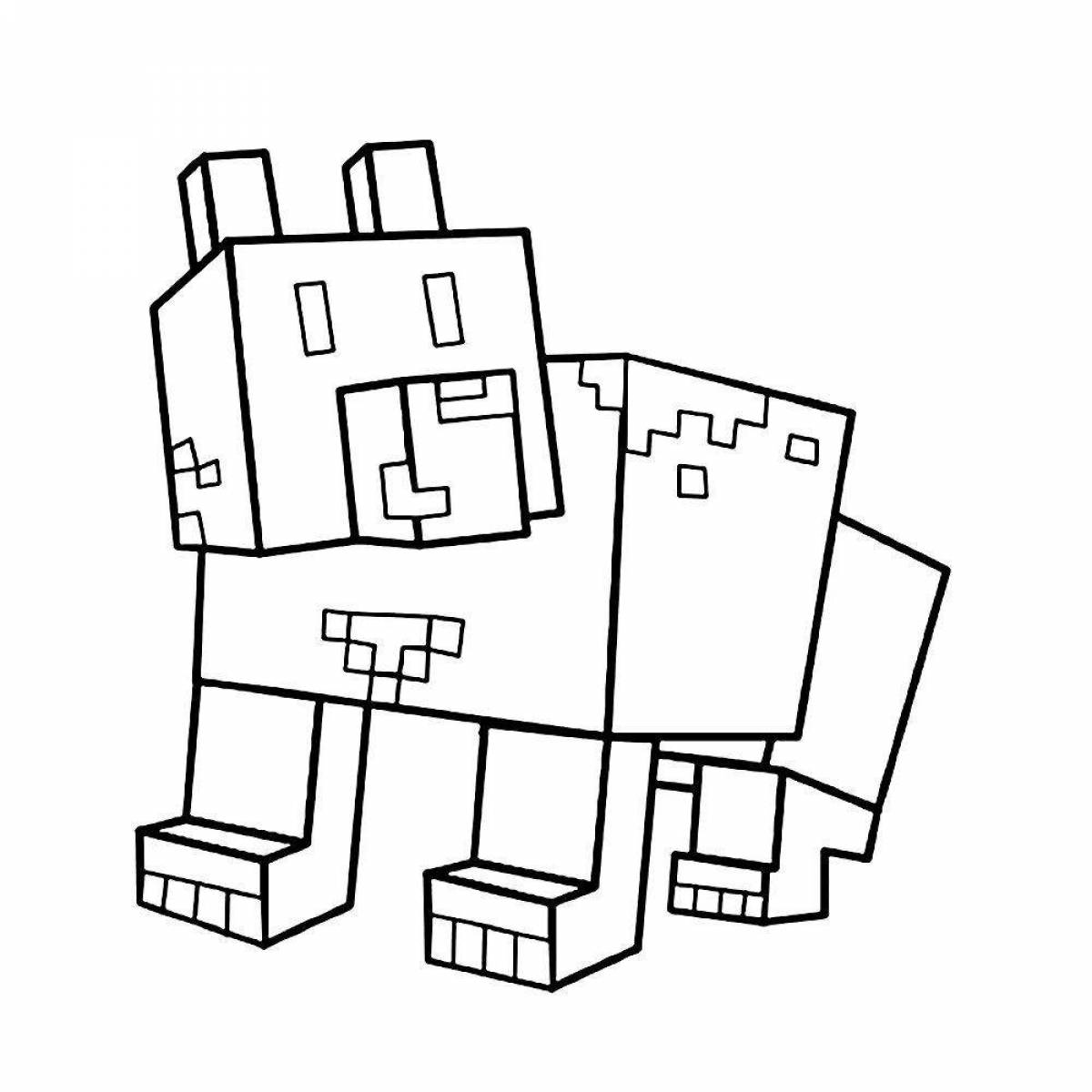 Fancy minecraft cow coloring page