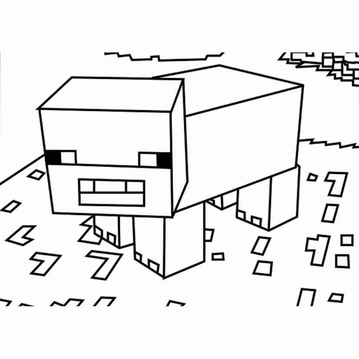Glorious minecraft cow coloring page