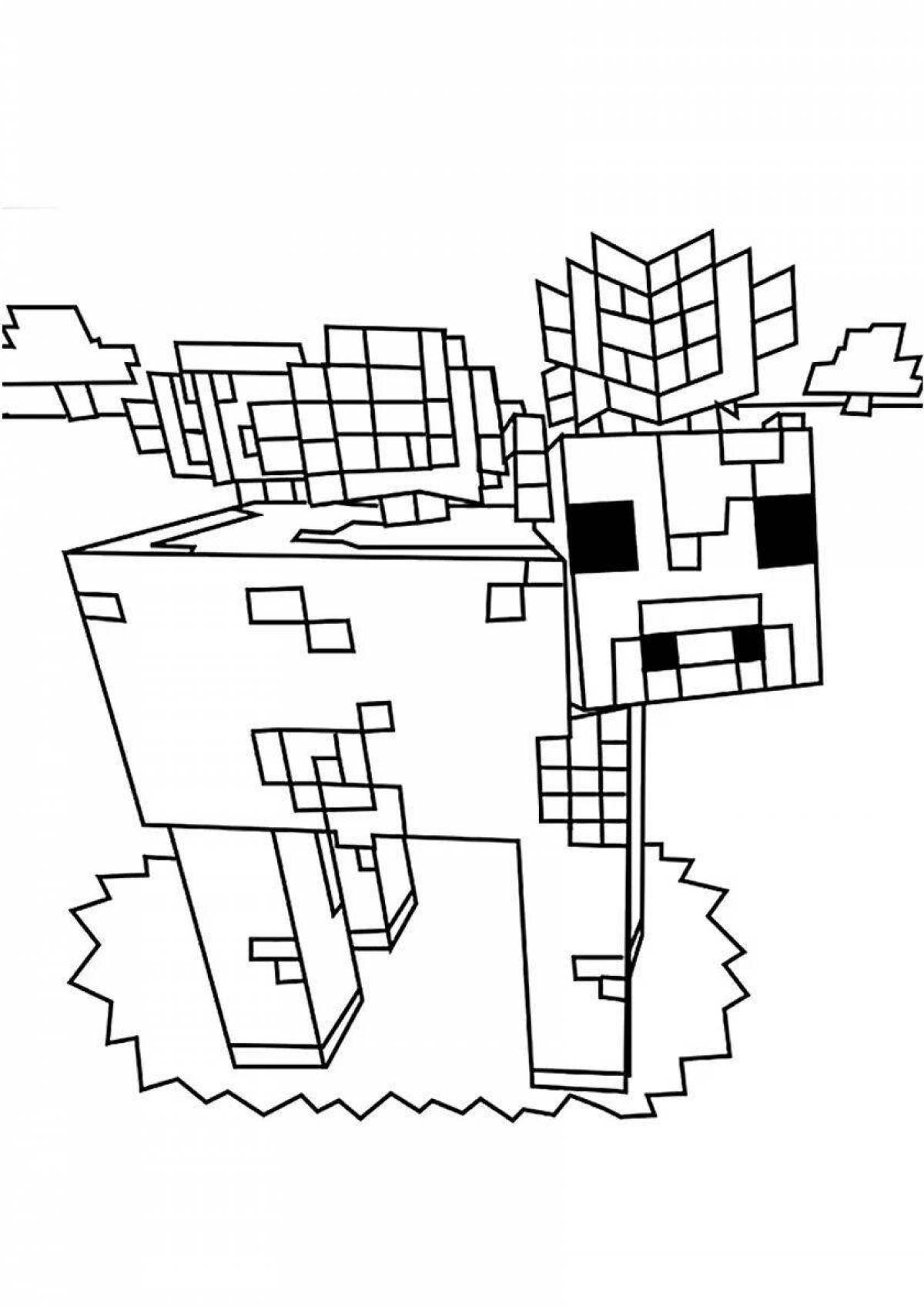 Coloring majestic cow minecraft