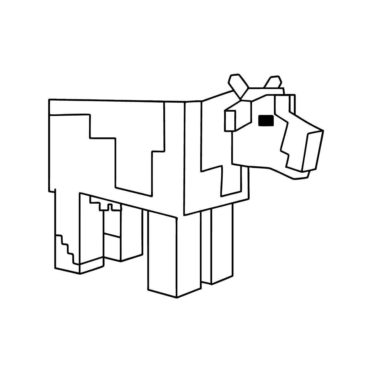 Изысканная страница раскраски коровы minecraft
