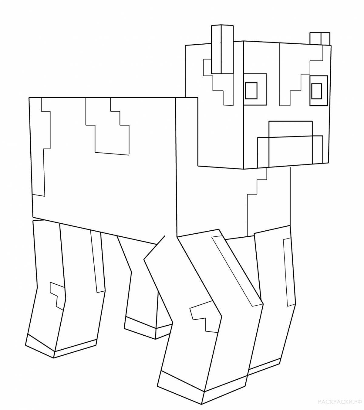 Humorous cow minecraft coloring page