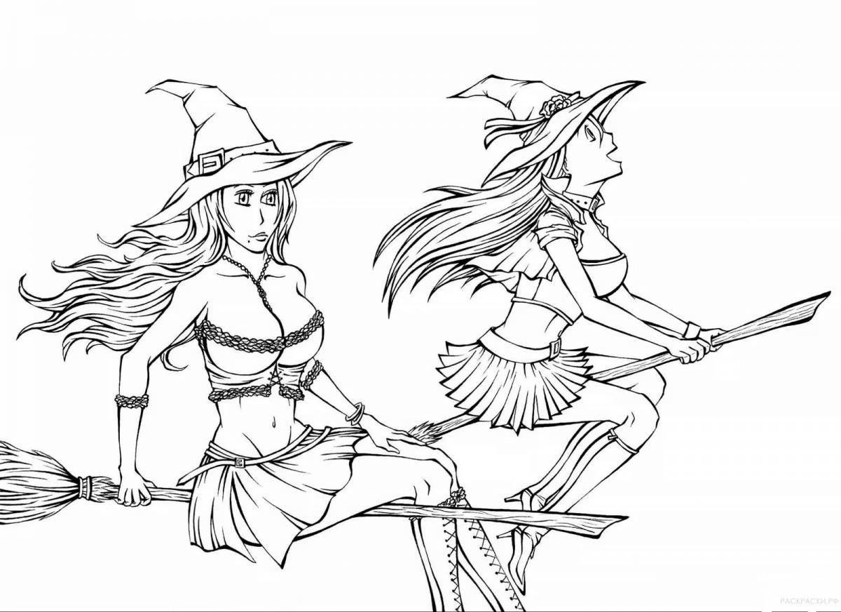 Charming anime witch coloring book