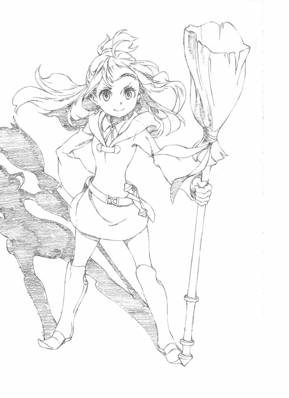 Enchanting anime witch coloring book