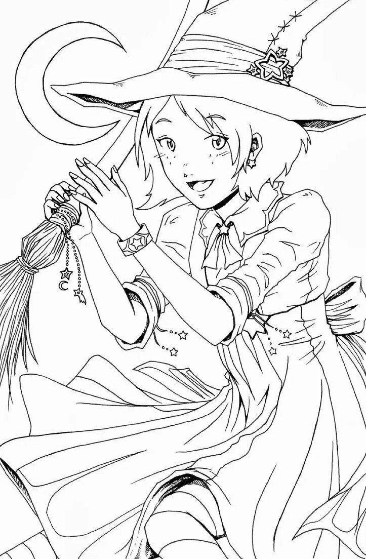 Bewitching anime witch coloring book