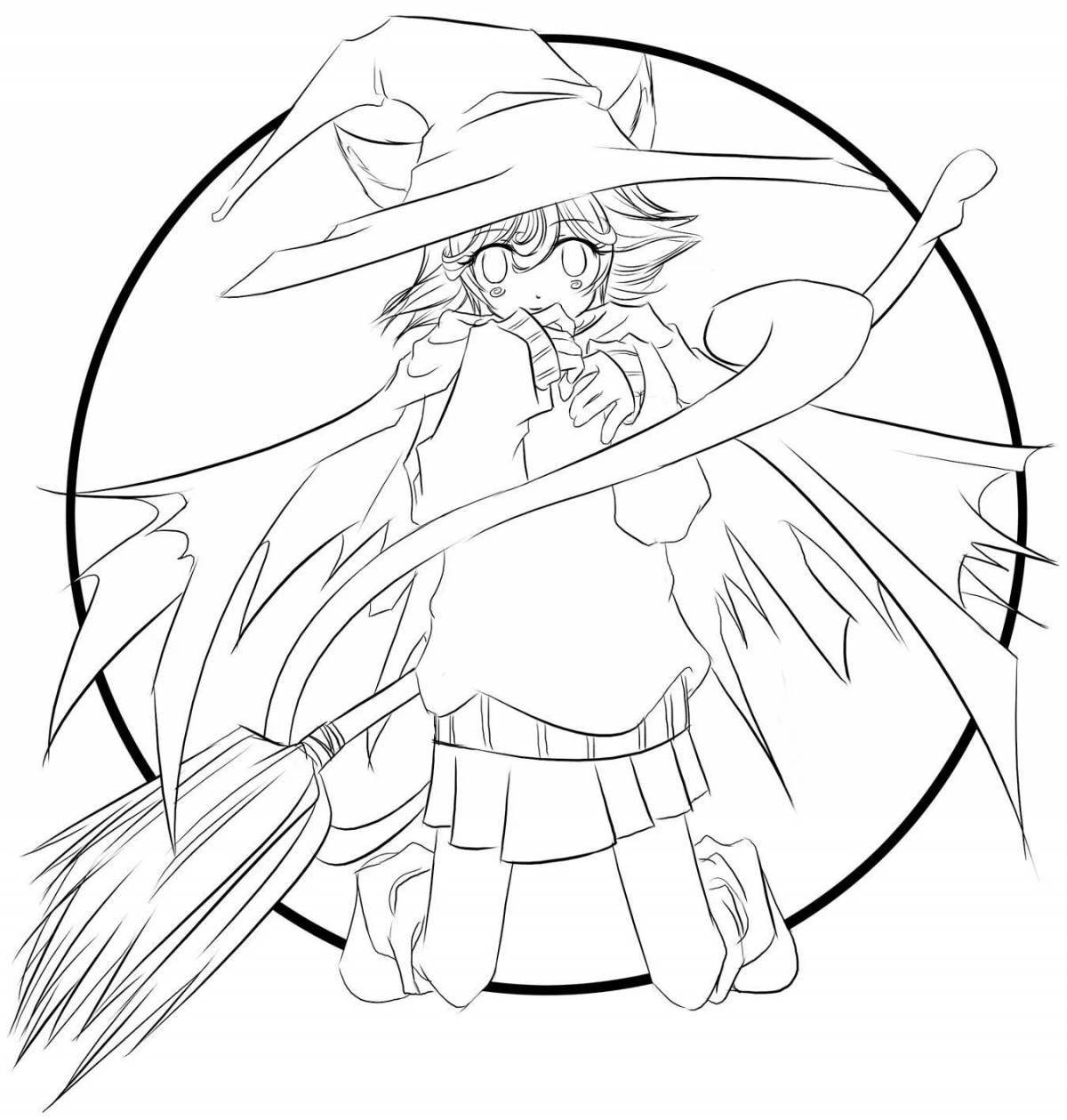 Witch coloring anime witch