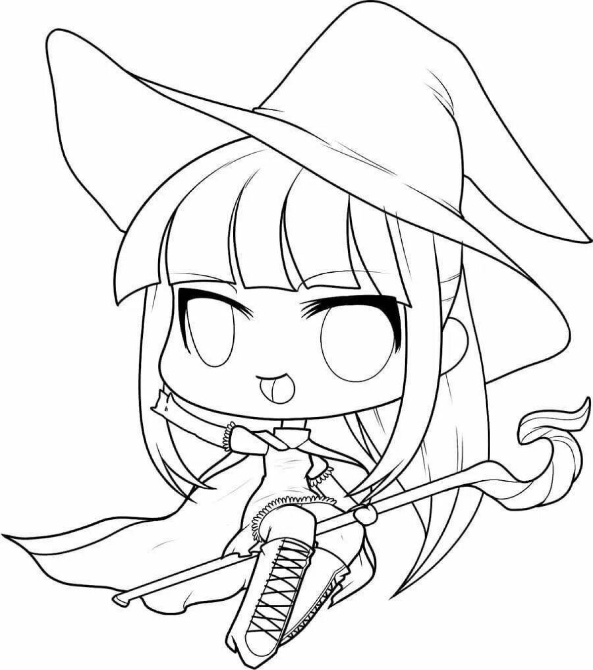 Sorceress coloring anime witch