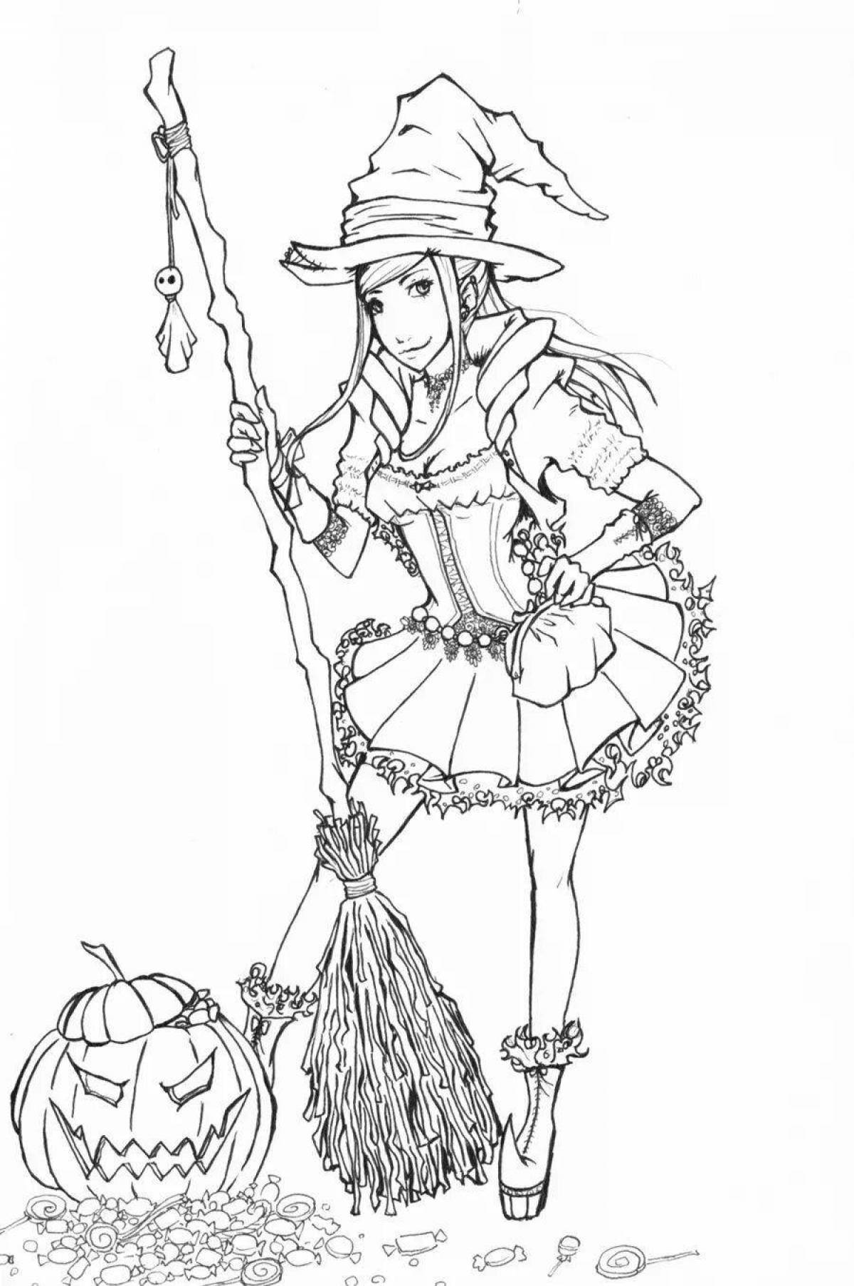 Anime witch infected with witch coloring book