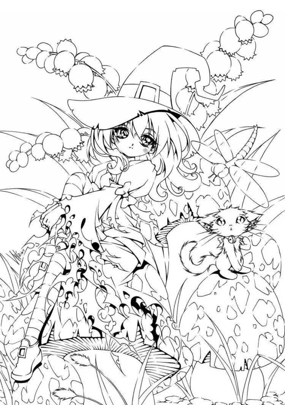 Coloring witch bewitched anime witch