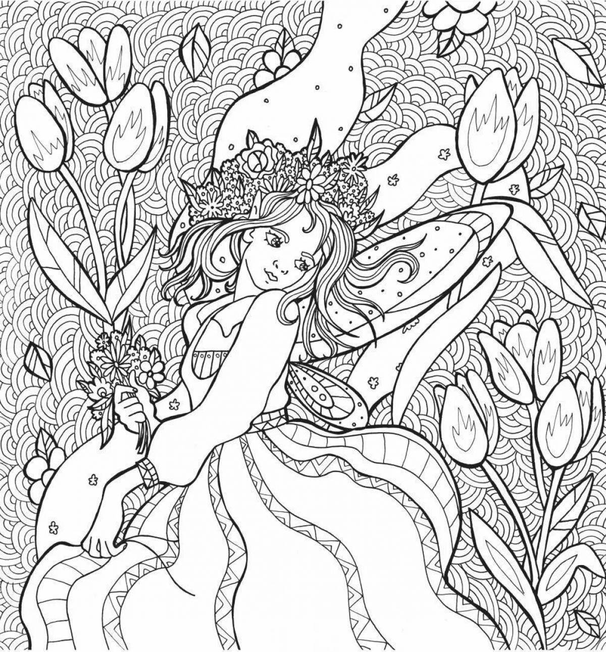 Delightful coloring fairy antistress