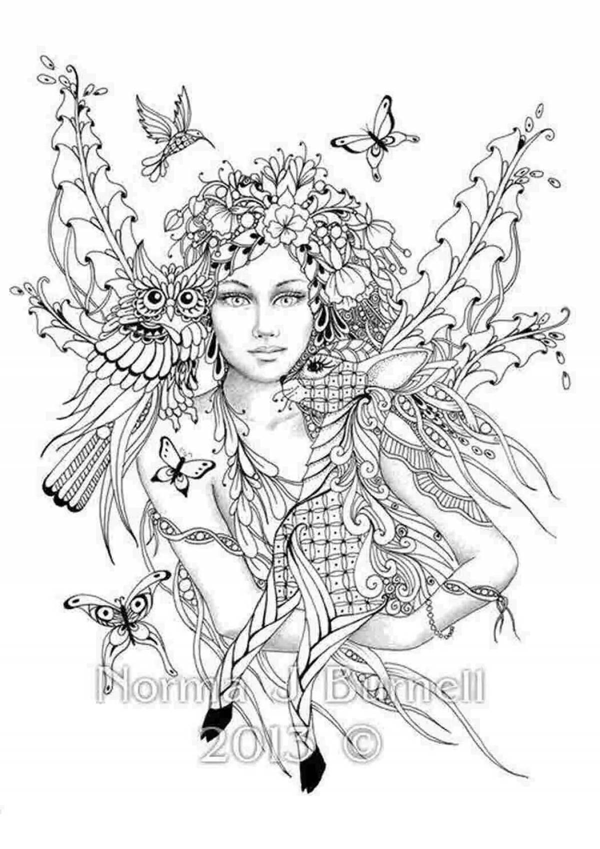 Cute antistress fairy coloring book