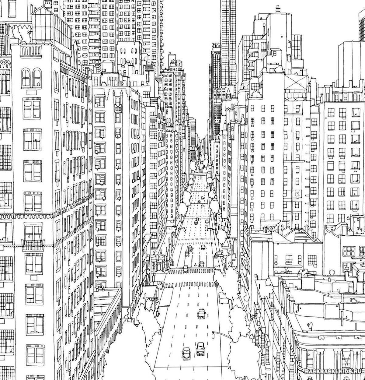 Exciting night city coloring book