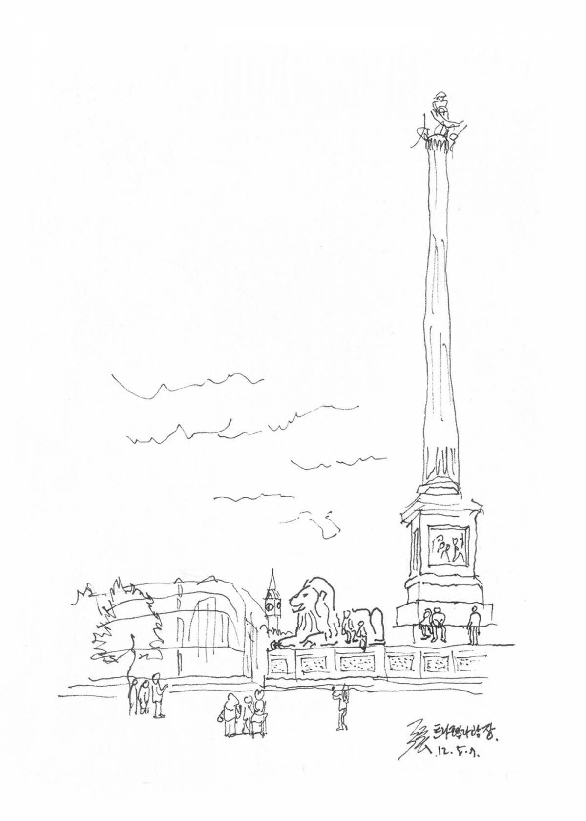 Coloring page charming palace square