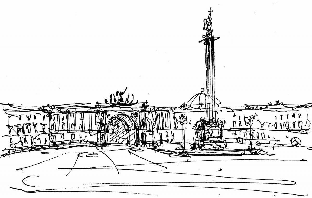 Palace square coloring page