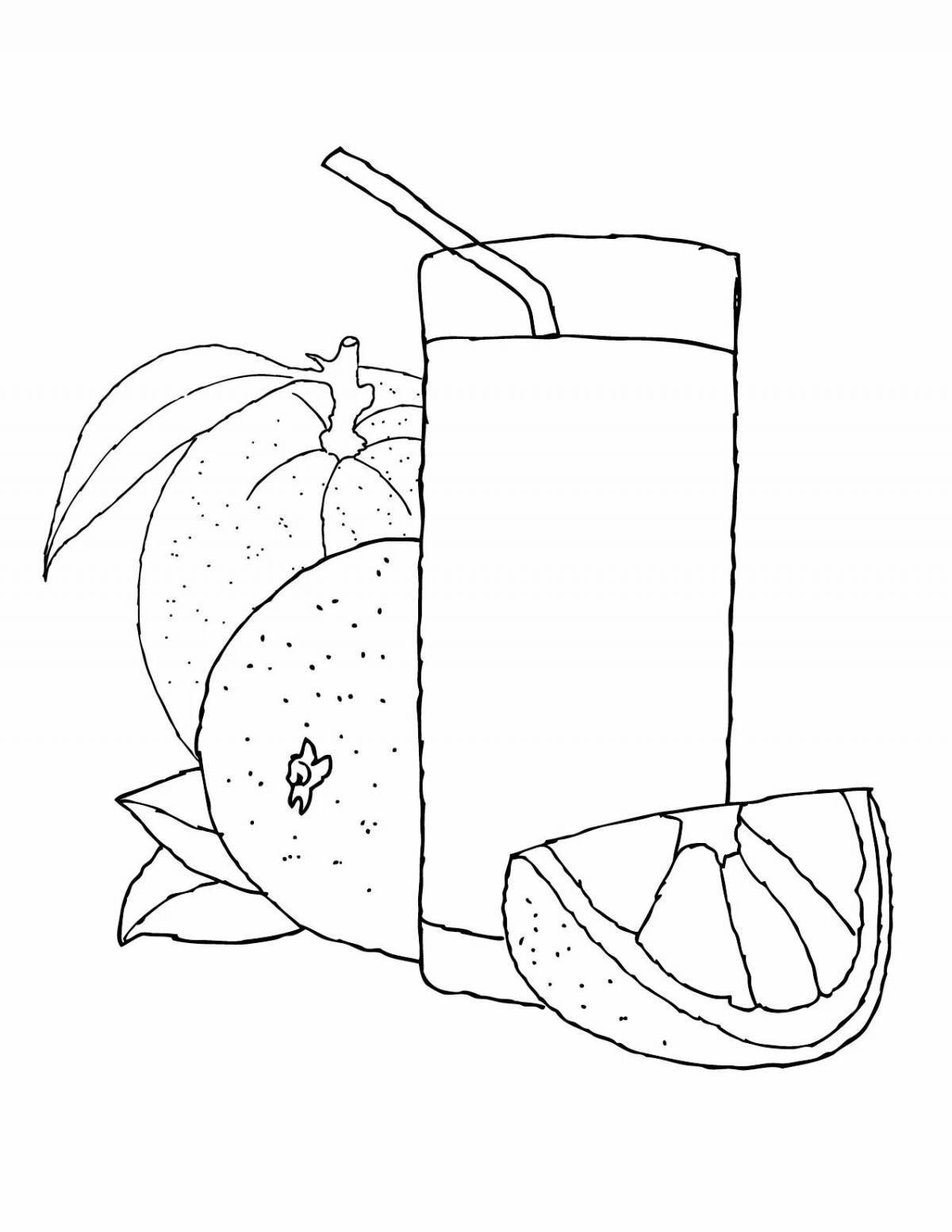 Brightly colored orange juice coloring page