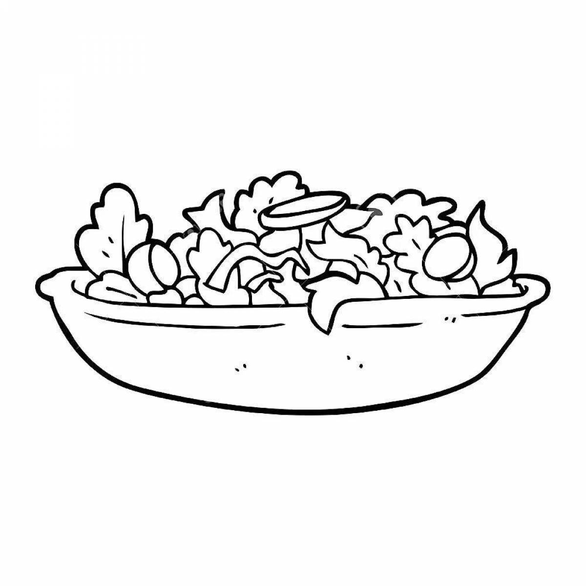 Nutritious vegetable salad coloring page