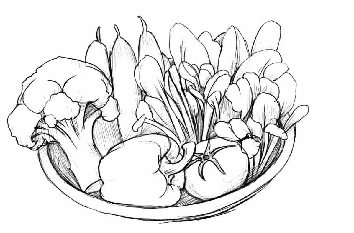 Coloring book fragrant vegetable salad