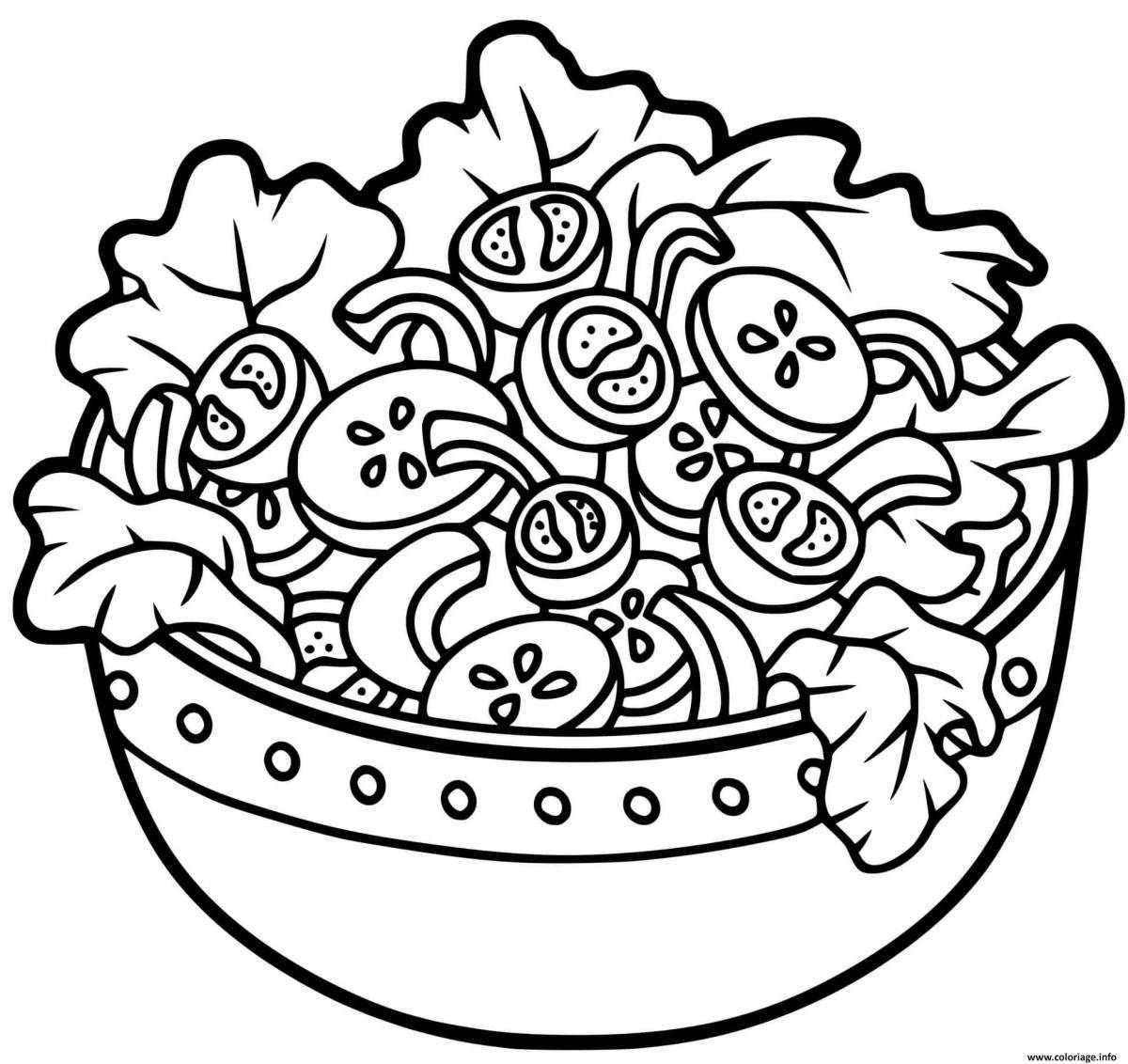 Fresh vegetable salad coloring page