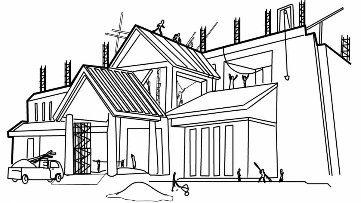 Innovative house building coloring book