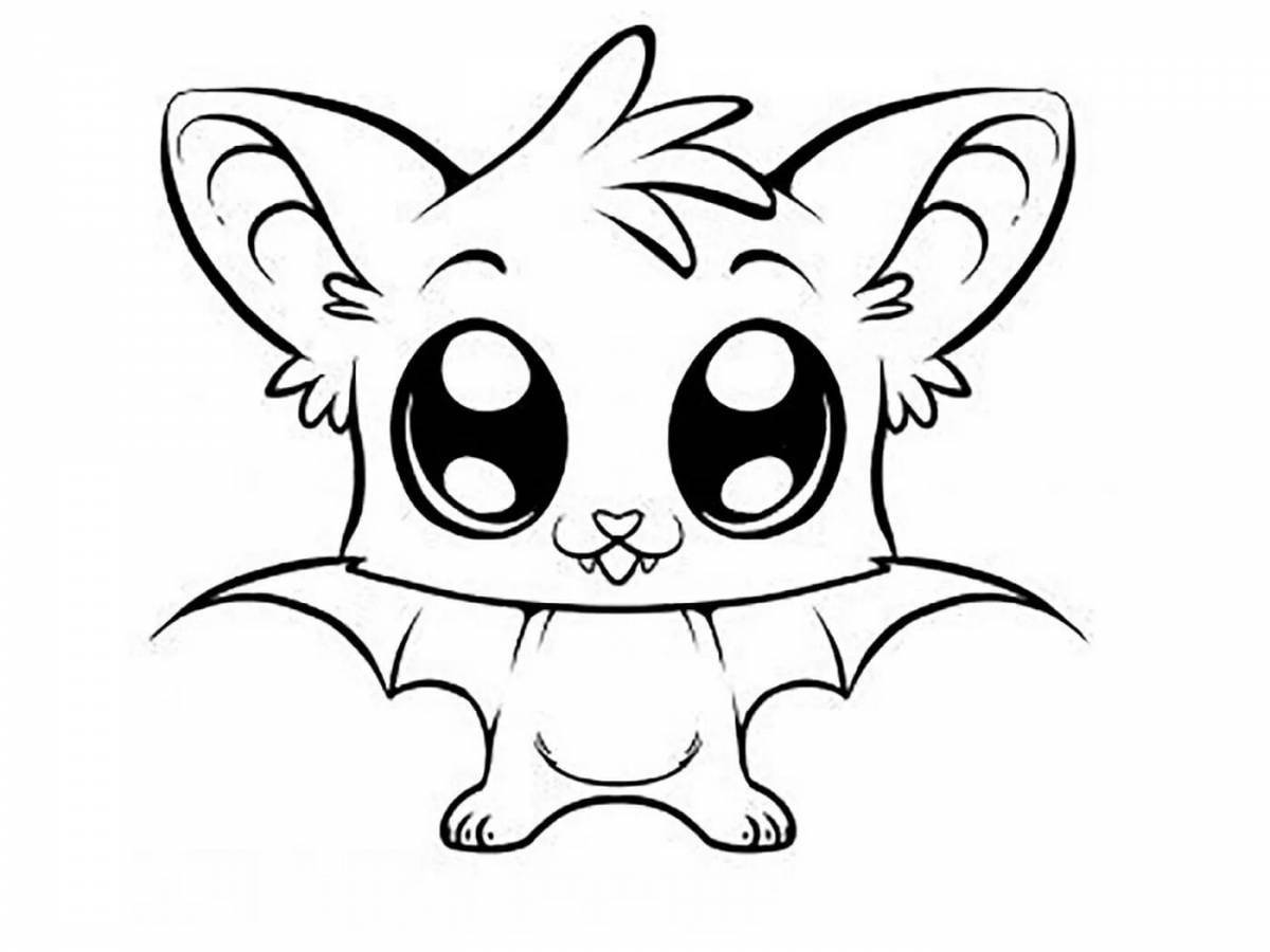 Cute kawaii animal coloring page