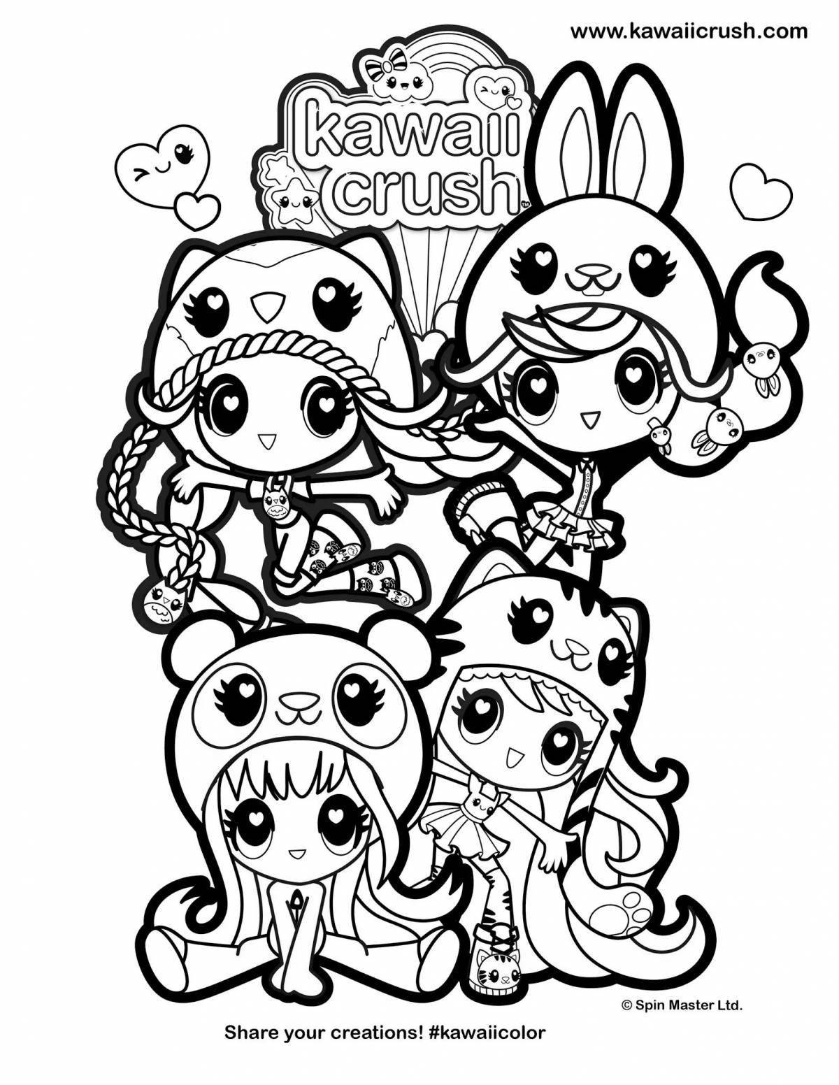 Cute kawaii animal coloring page
