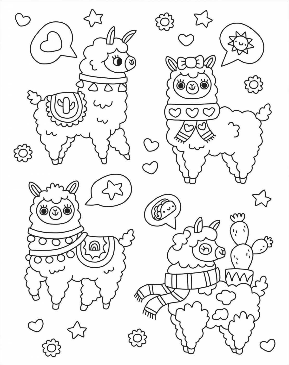 Live kawaii animal coloring page