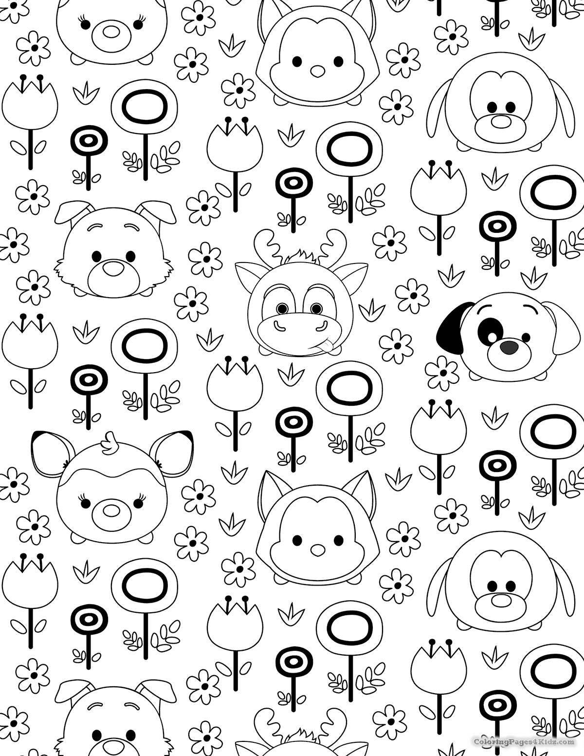 Adorable kawaii animal coloring page
