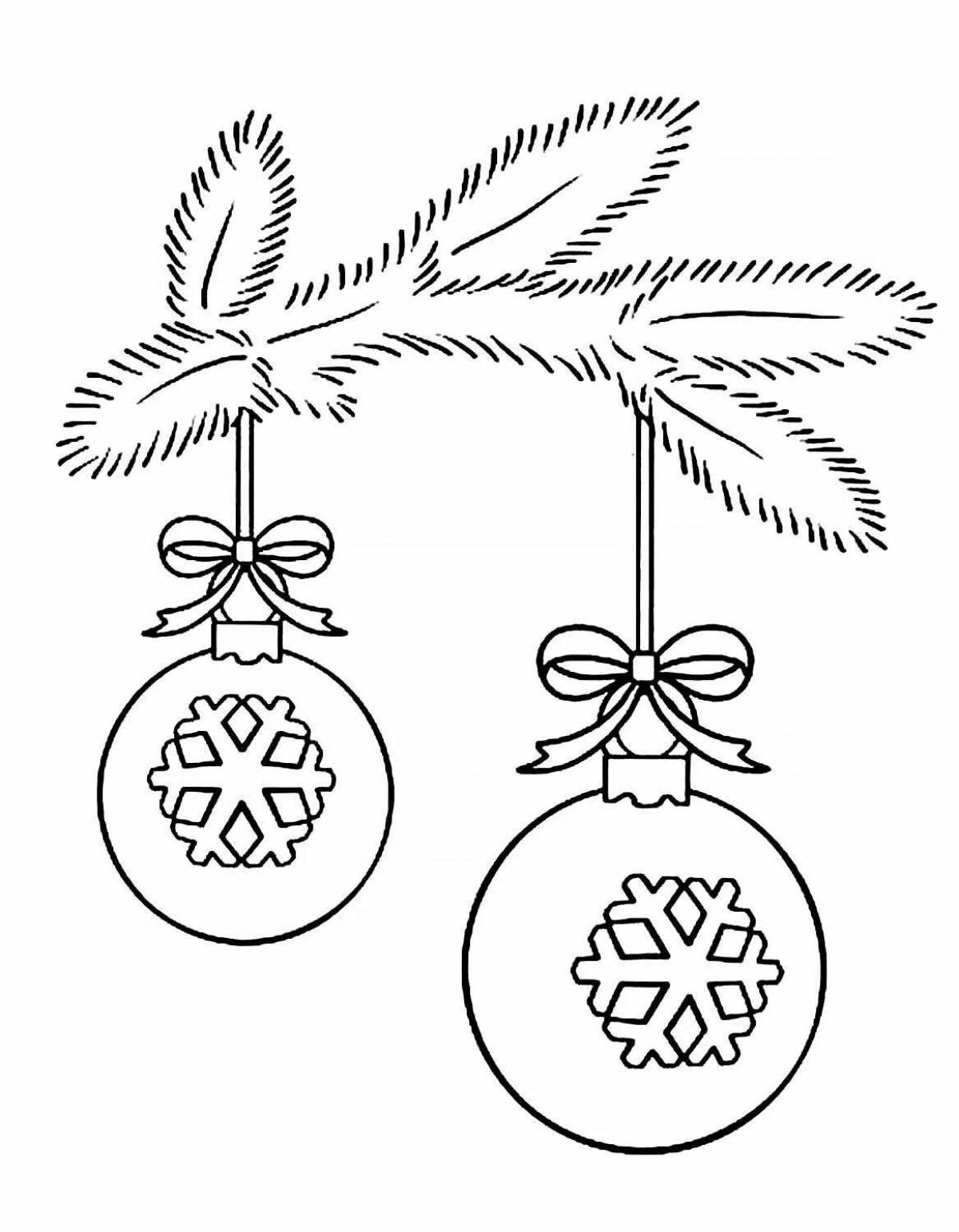 Colorful Christmas tree branch coloring book