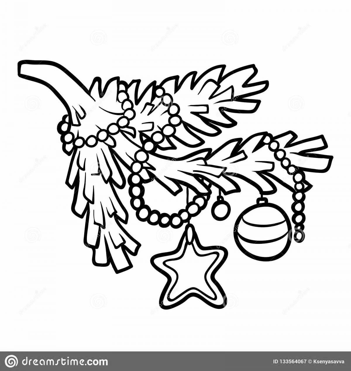 Grand coloring page christmas tree branch