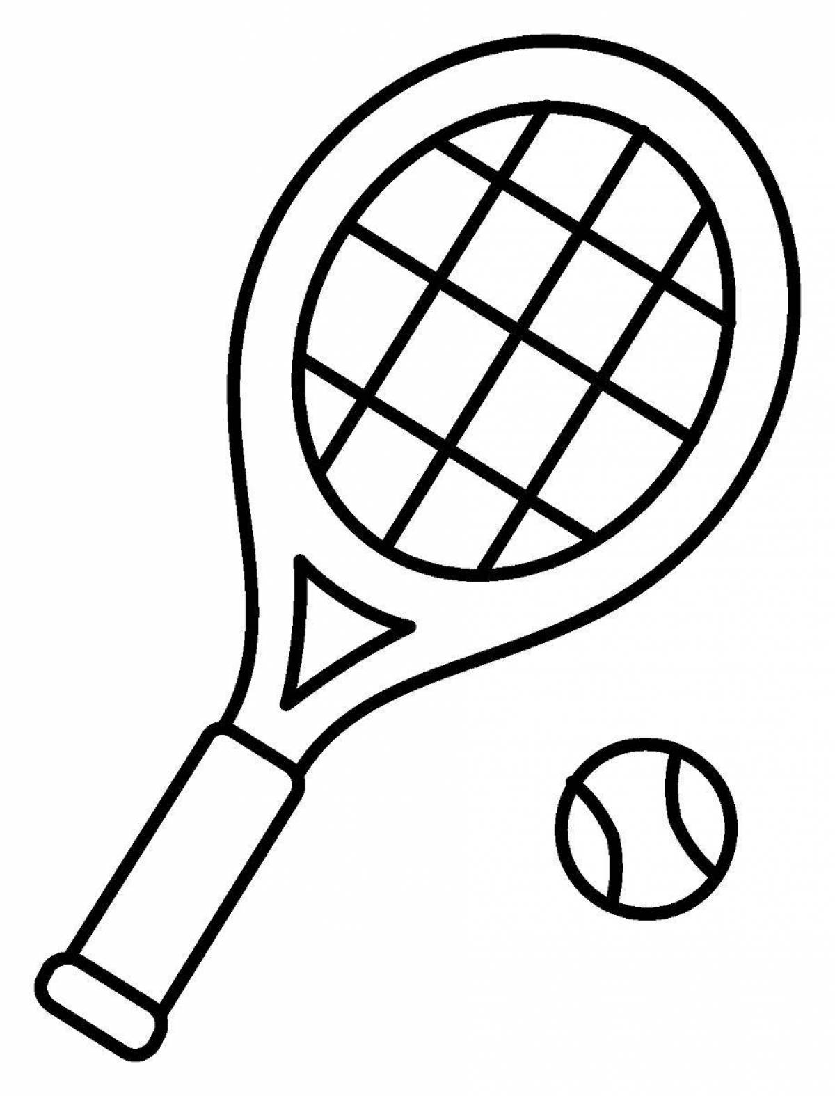 Красочная страница раскраски теннисной ракетки