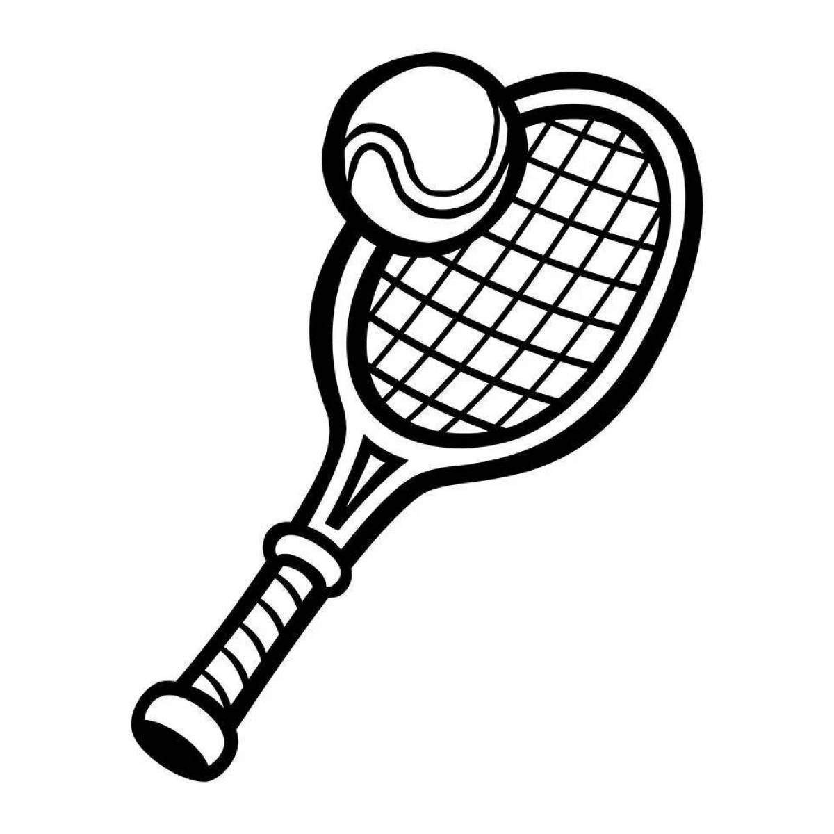 Раскраска яркая теннисная ракетка