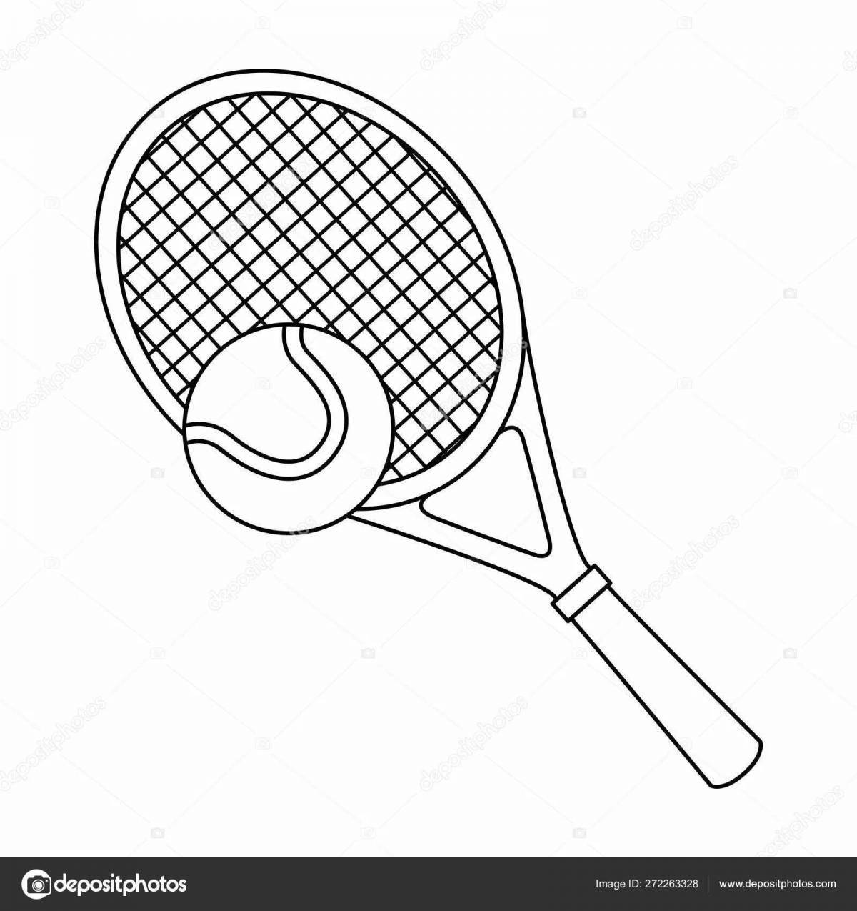 Раскраска веселая теннисная ракетка