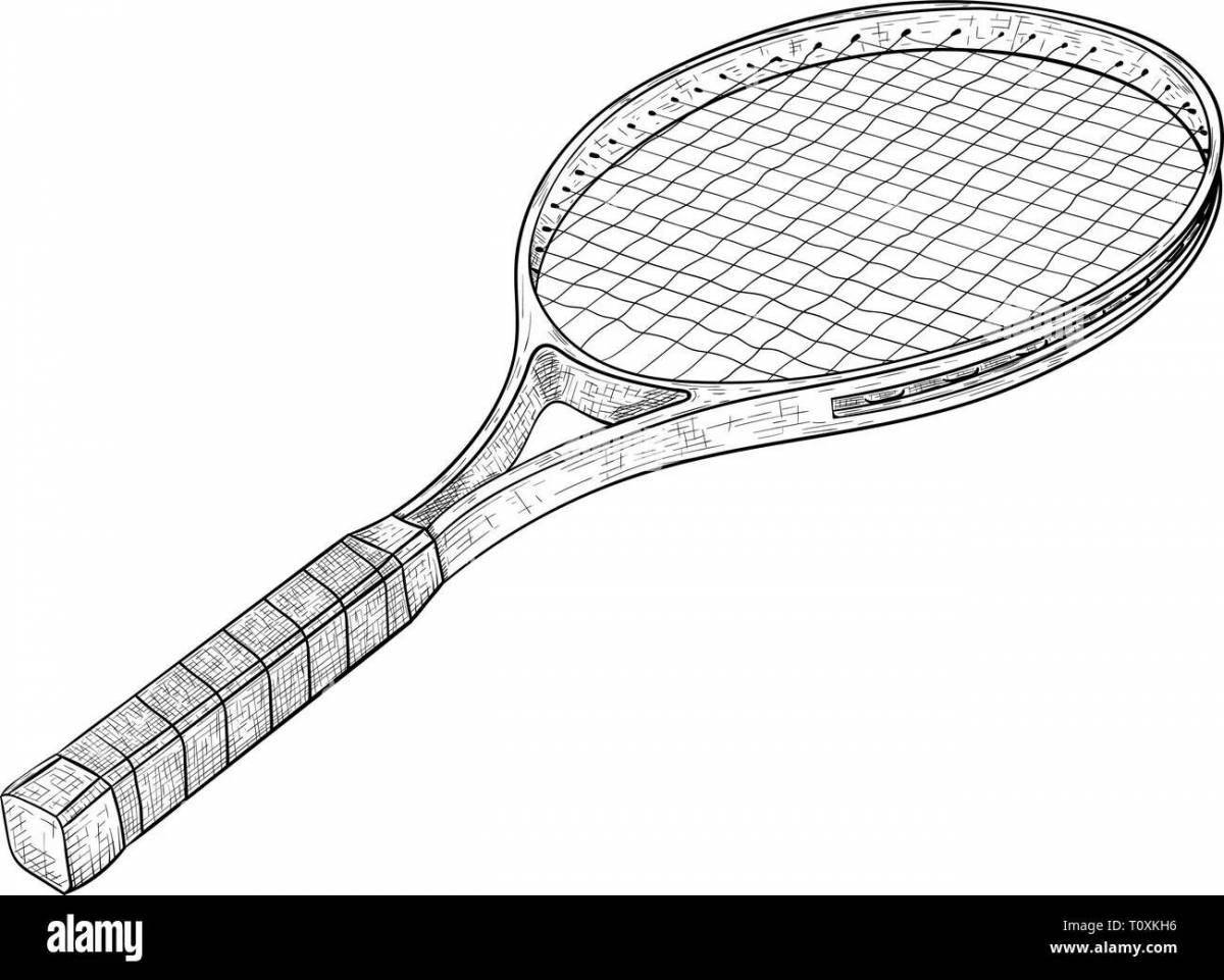 Coloring page joyful tennis racket