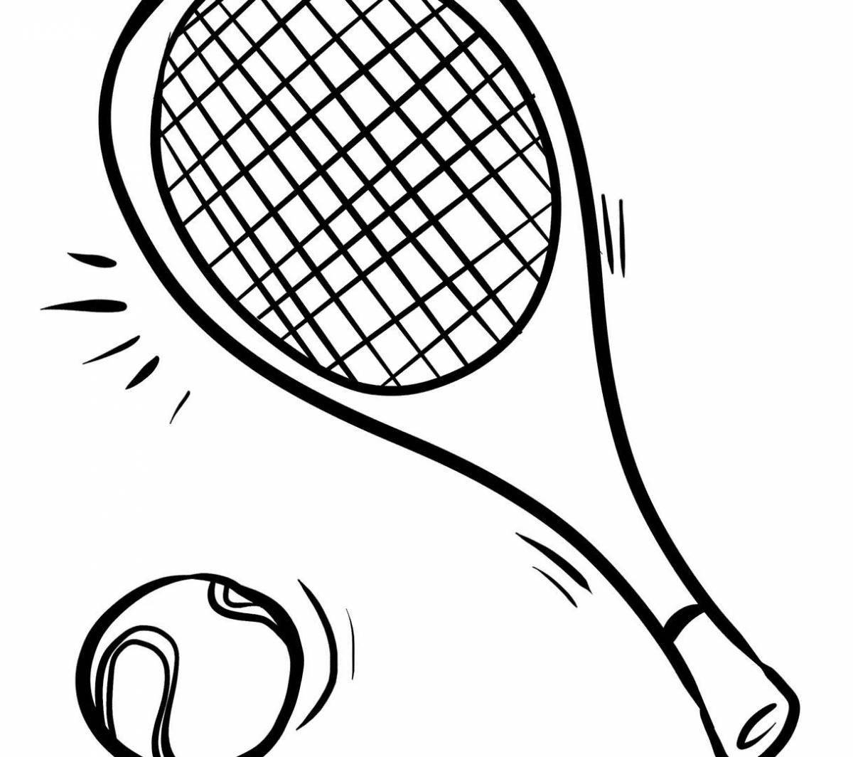 Игривая страница раскраски теннисной ракетки