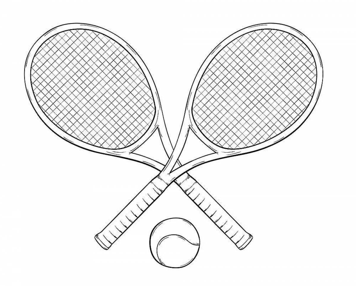 Glowing tennis racket coloring page