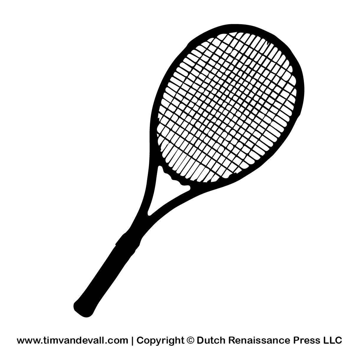 Glowing tennis racket coloring page