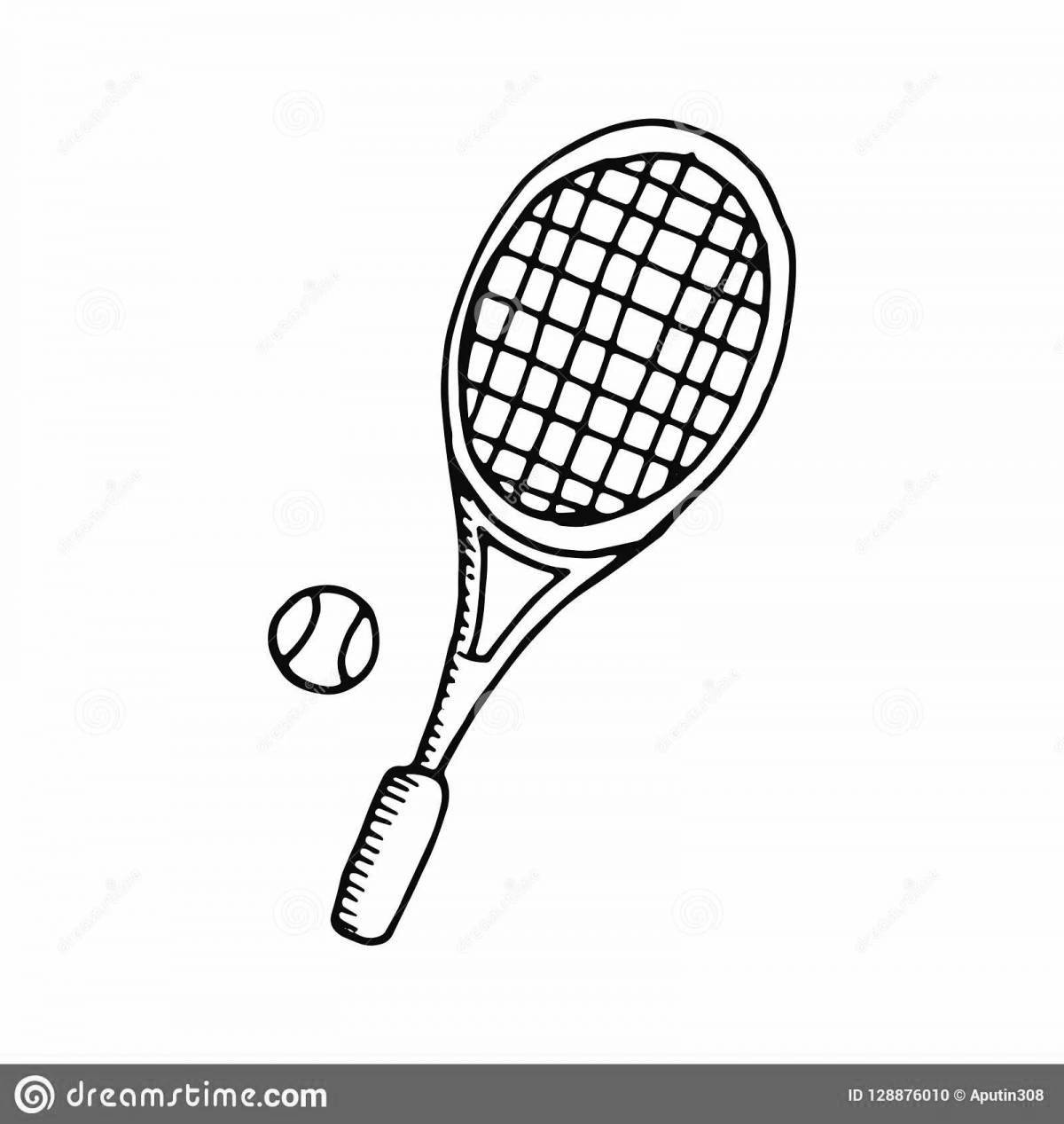 Glittering tennis racket coloring page