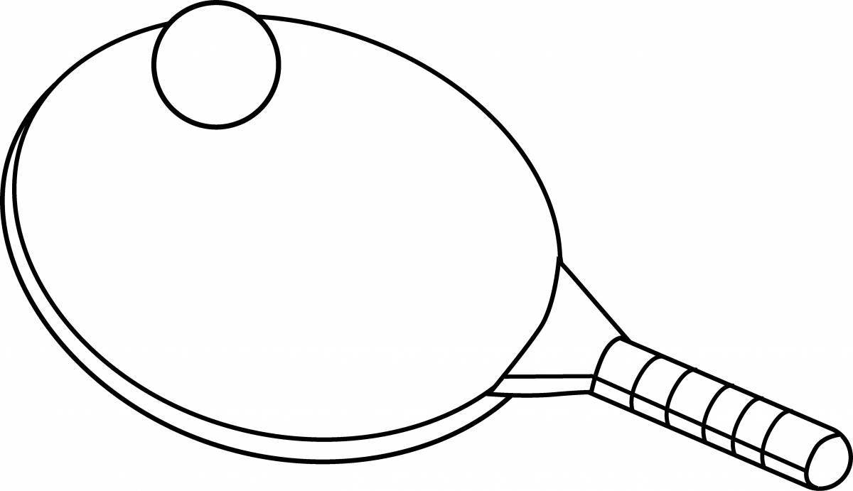 An animated tennis racket coloring page