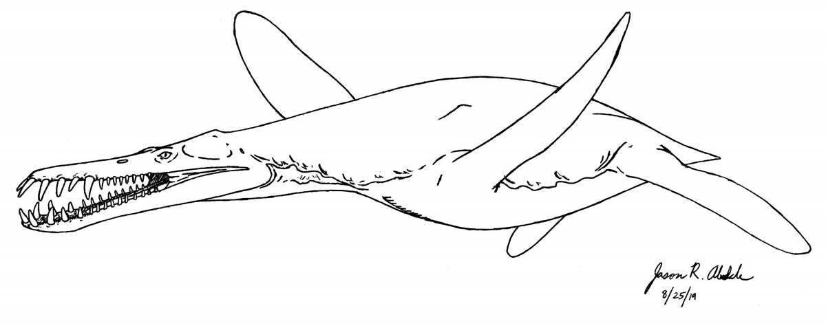 Majestic underwater dinosaur coloring page