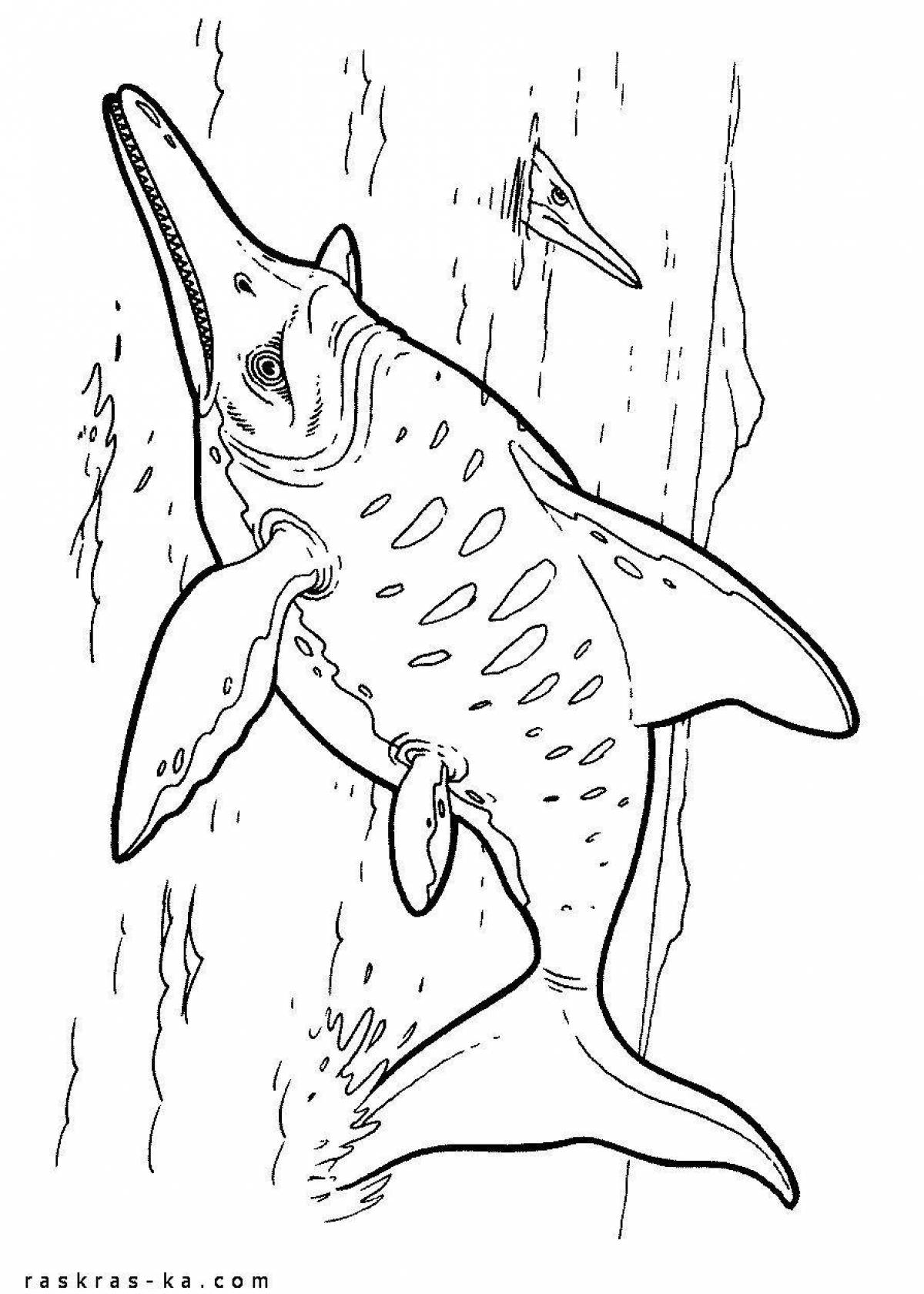 Coloring page magnificent underwater dinosaur