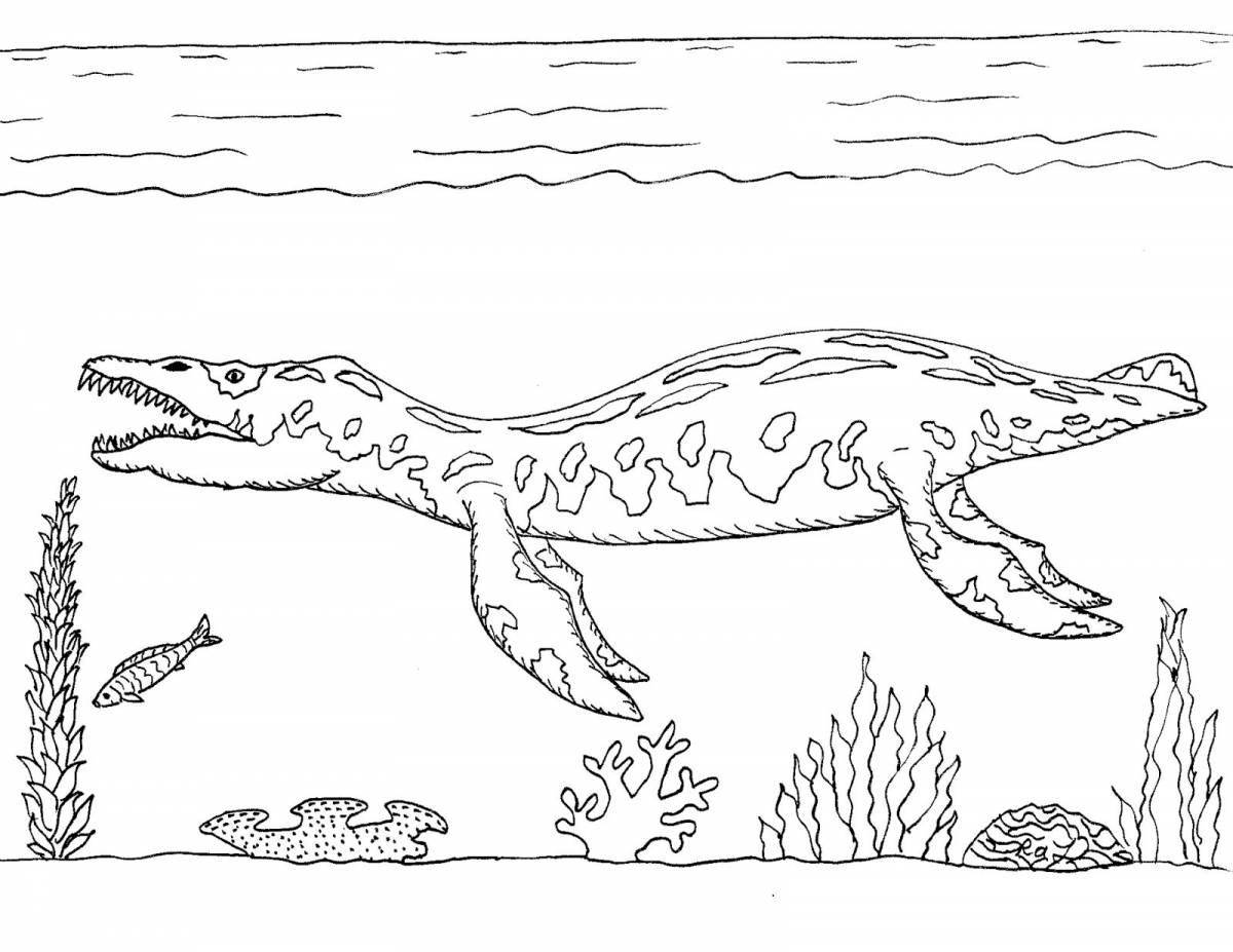 Coloring page bizarre underwater dinosaur