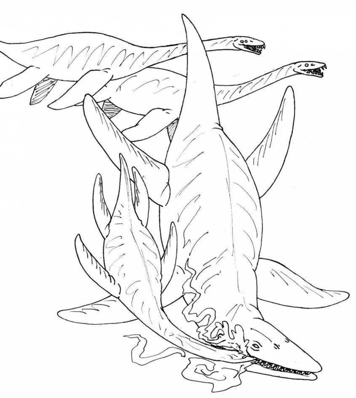 Violent underwater dinosaur coloring book