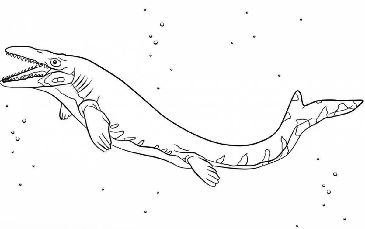 Coloring page mysterious underwater dinosaur