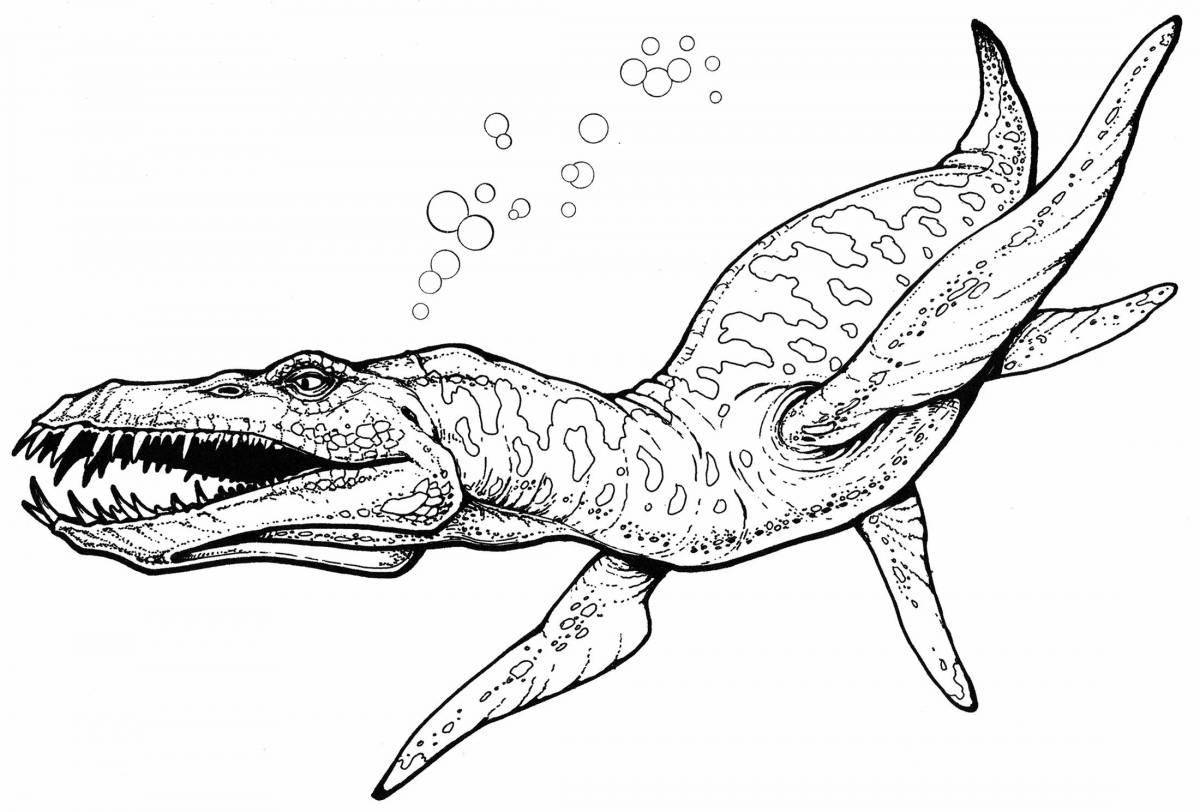 Intriguing underwater dinosaur coloring page