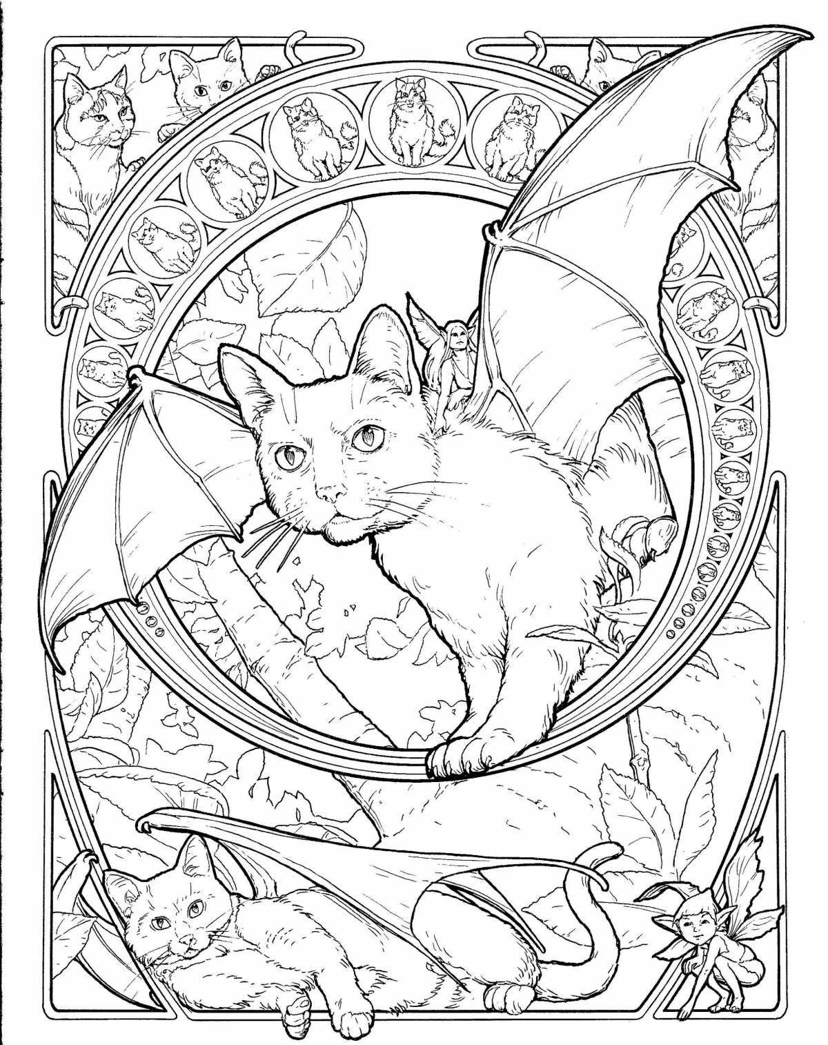 Coloring page nice magic cats
