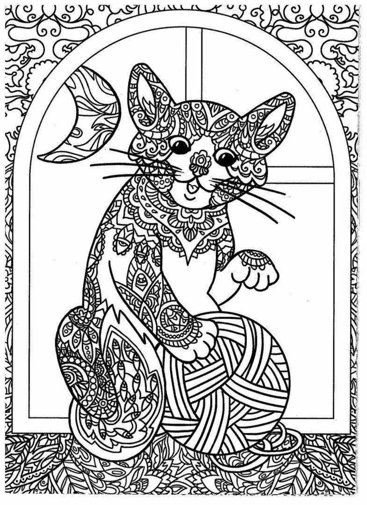 Coloring page happy magical cats