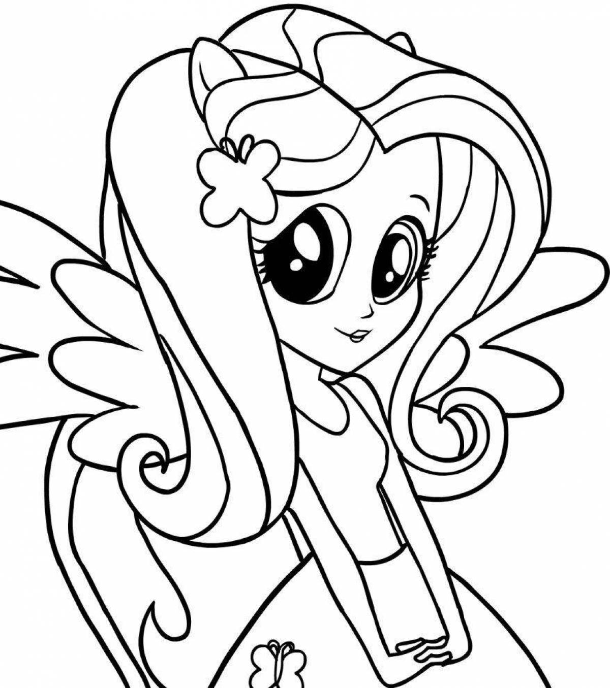 Grand coloring page human fluttershy