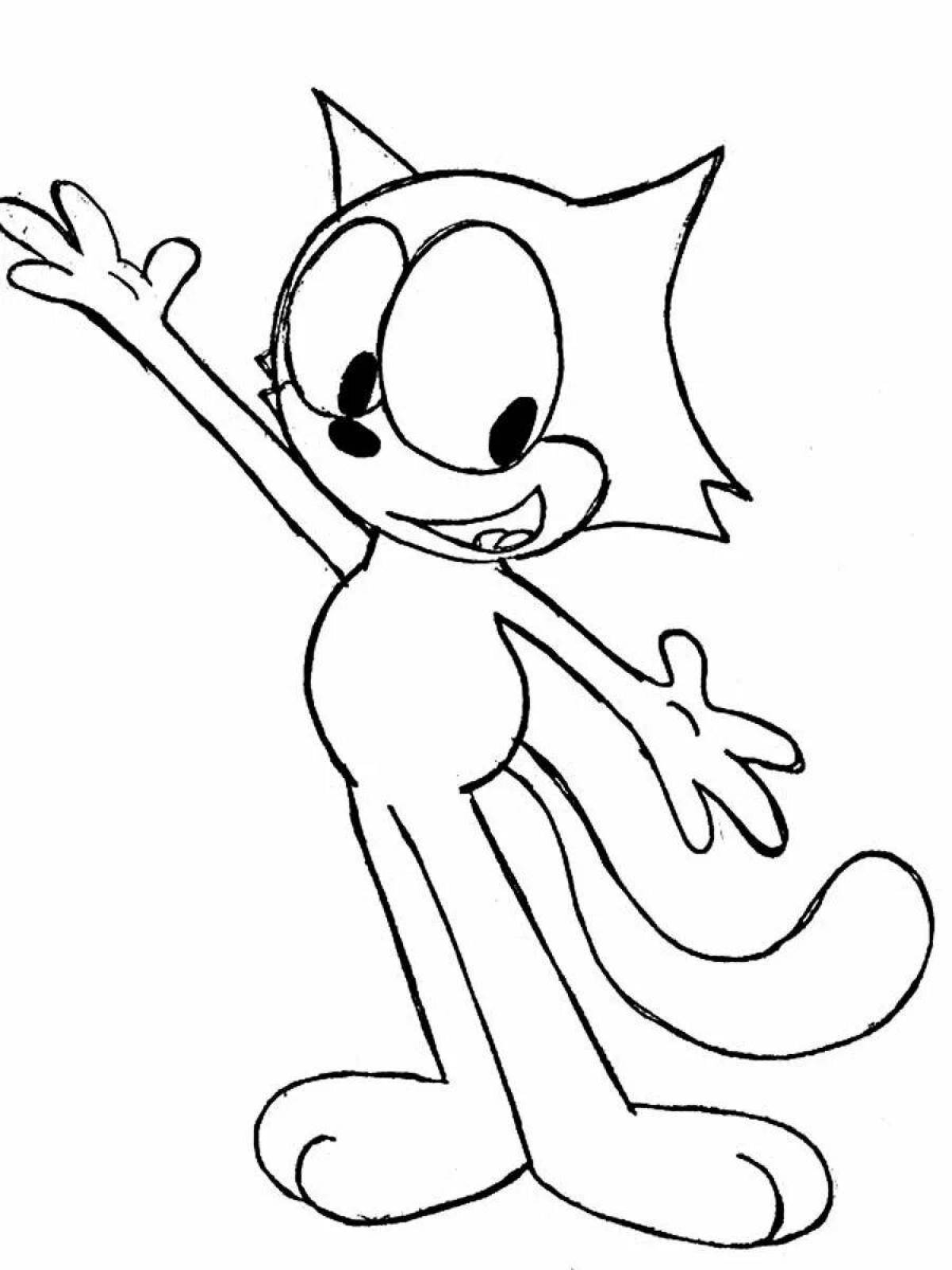 Felix the Cat's playful coloring page