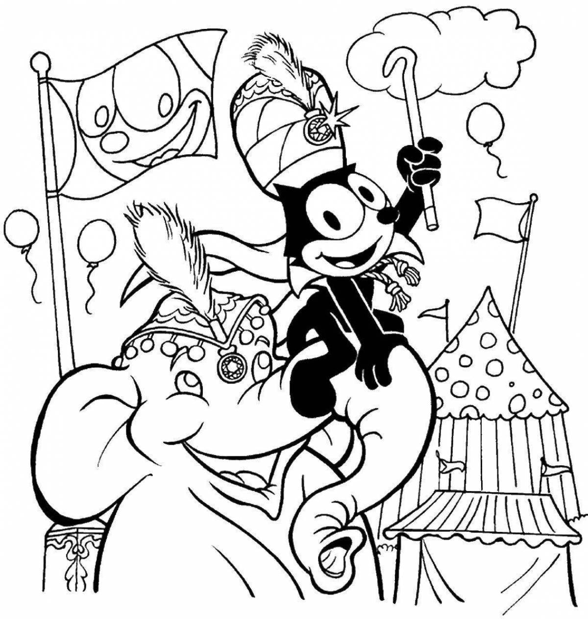Felix the cat sparkling coloring page