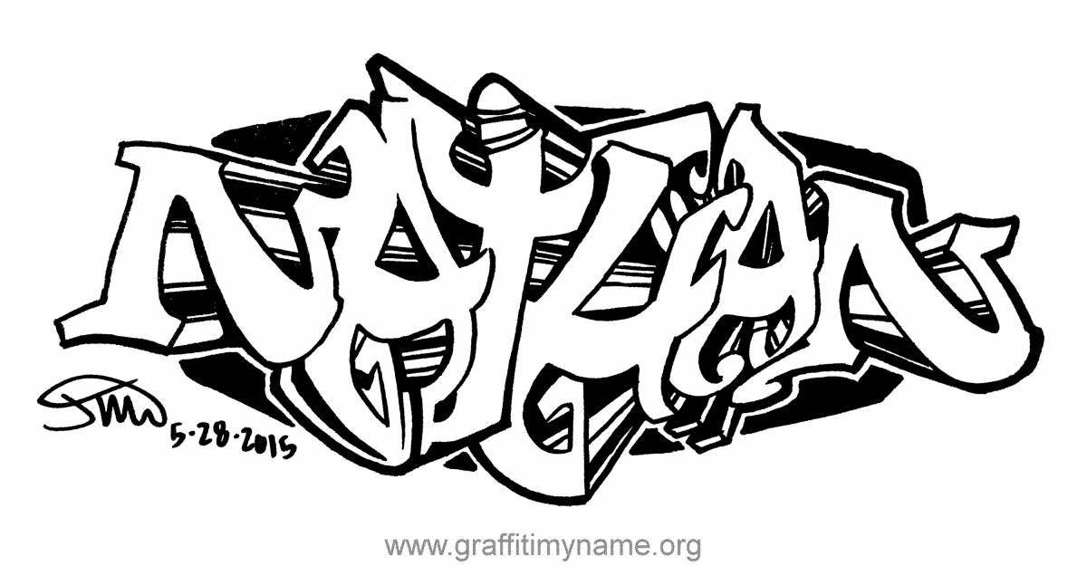 Bright graffiti tag coloring page